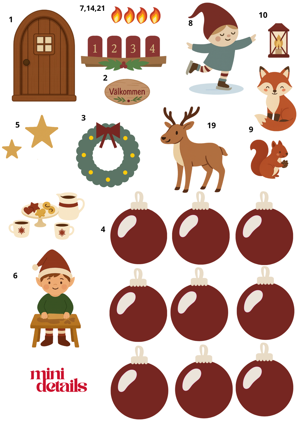 Stora Nissepaketet | Väggdekor med nissedörr, nissebrev & julgran