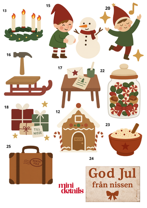 Stora Nissepaketet | Väggdekor med nissedörr, nissebrev & julgran